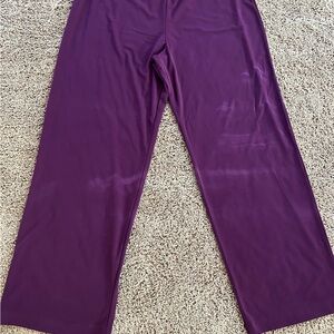 NWOT Simonton Says Lg Purple Stretch Waist Travel Jersey Pull On Wide Leg Pants